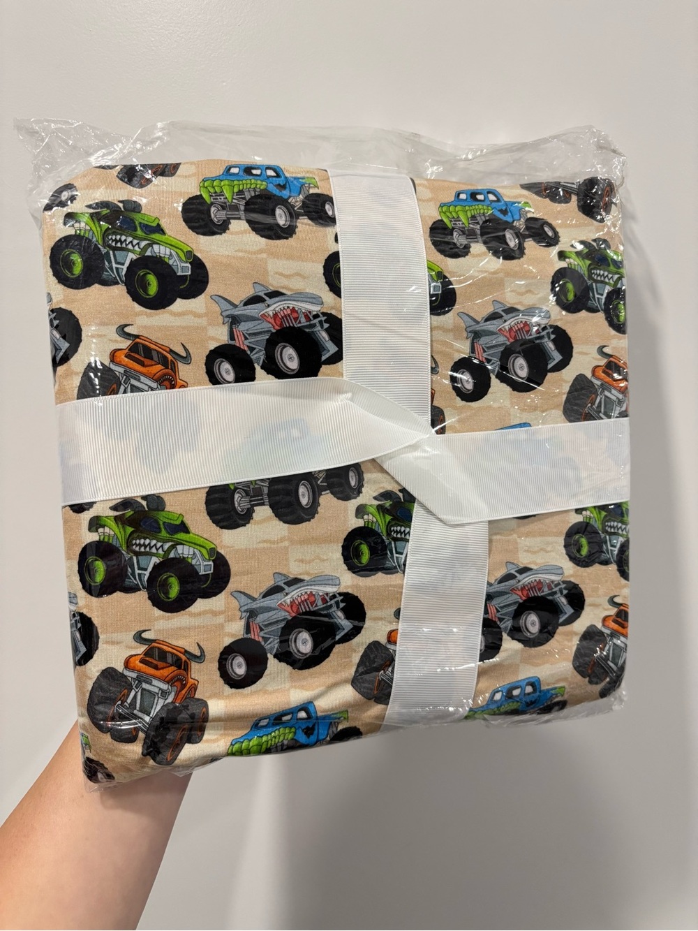 Little Peanut Bamboo Monster Truck Double Layer Bamboo Blanket 50x50